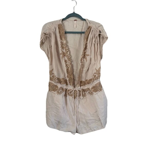 Free People Beige Weila Romper Sz XS - Picture 4 of 11